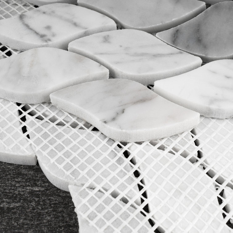 White Carrara Marble Look Honed Mosaic Wall Tile Sheet