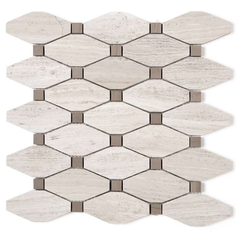 Beige and Brown Marble Octagon Mosaic Wall Tile