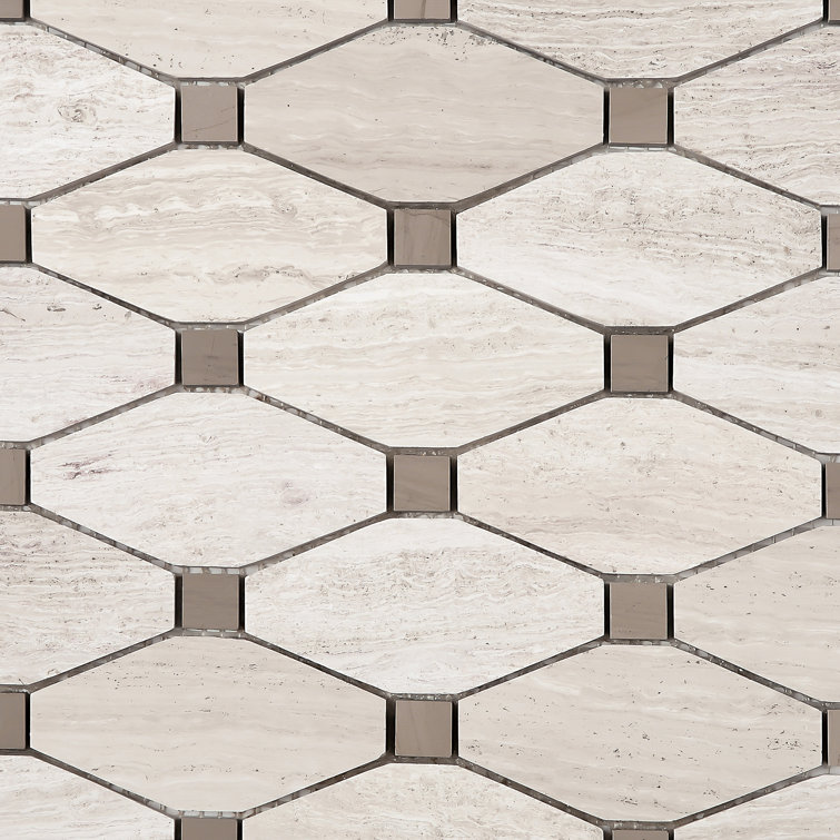 Beige and Brown Marble Octagon Mosaic Wall Tile