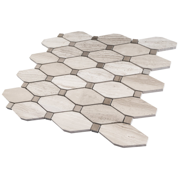 Beige and Brown Marble Octagon Mosaic Wall Tile