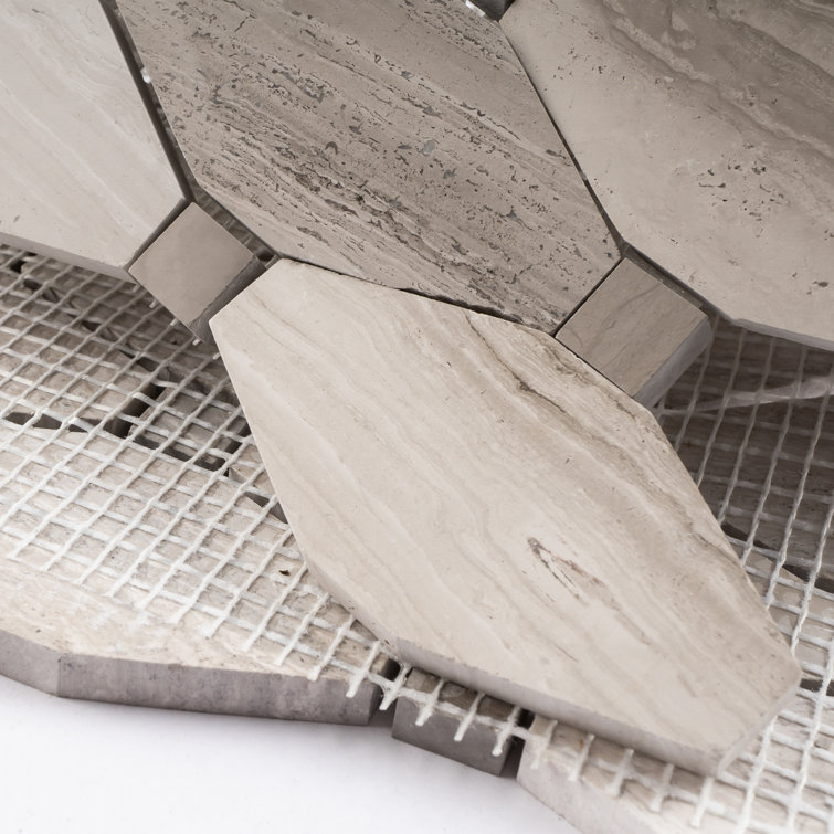 Beige and Brown Marble Octagon Mosaic Wall Tile