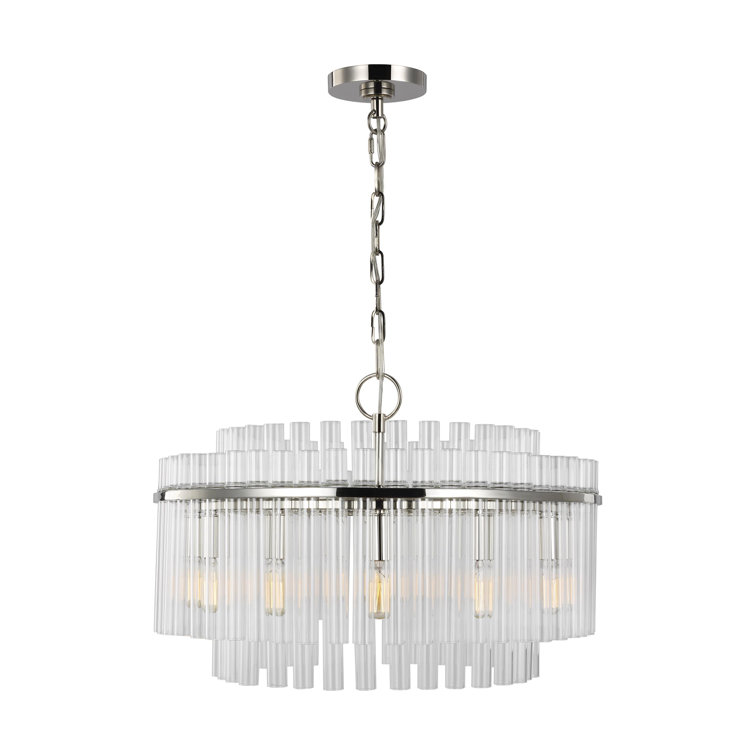 Beckett 12-Light Polished Nickel Drum Chandelier with Clear Glass