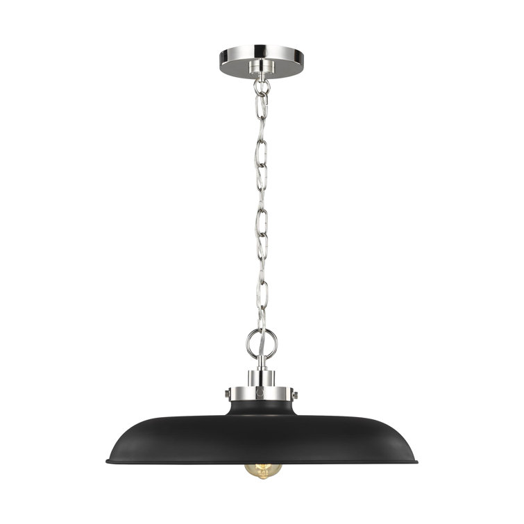 Midnight Black and Burnished Brass 20'' Dome Pendant Light