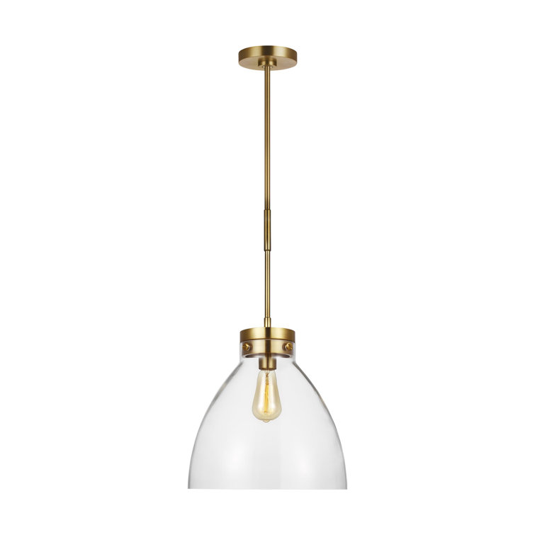 Burnished Brass Modern Pendant Light with Clear Glass Shade