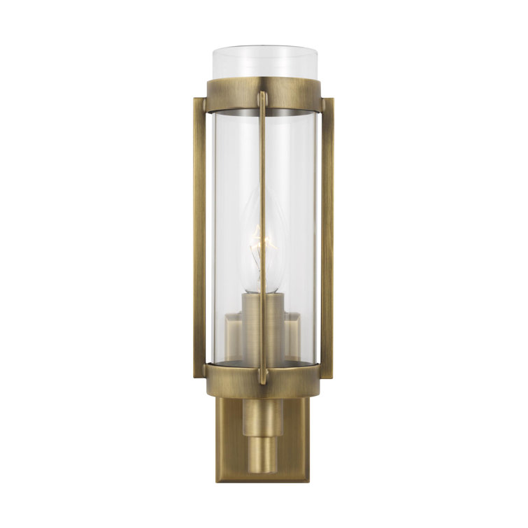 Flynn Time Worn Brass Outdoor Dimmable Cylinder Sconce