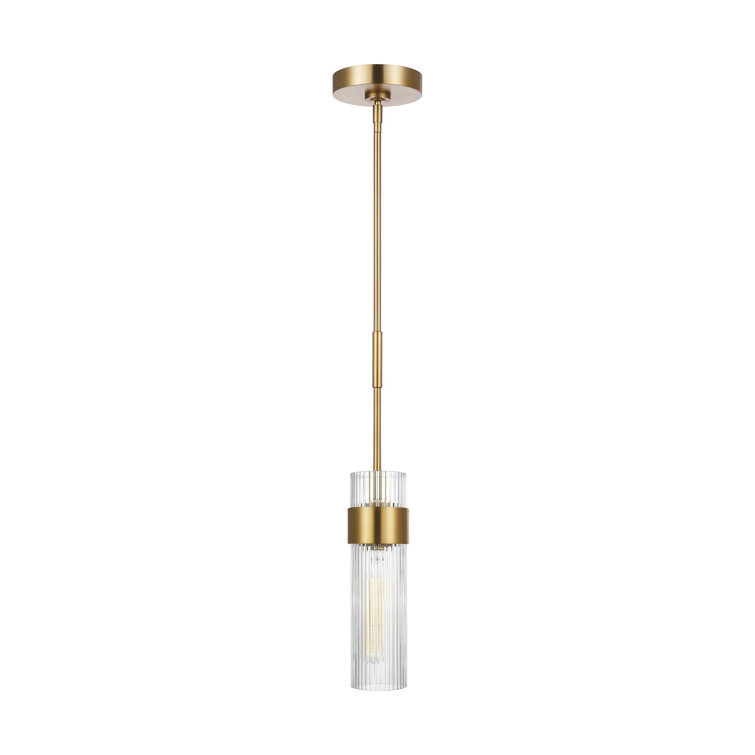 Geneva Burnished Brass 5" Cylinder Pendant Light