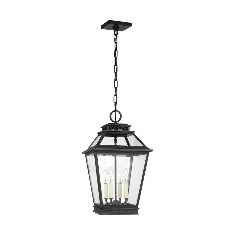 Falmouth Black Glass and Bronze Outdoor Hanging Lantern