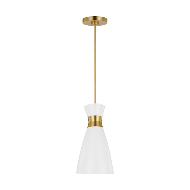 Heath Chic Burnished Brass & Matte White 1-Light Indoor/Outdoor Pendant