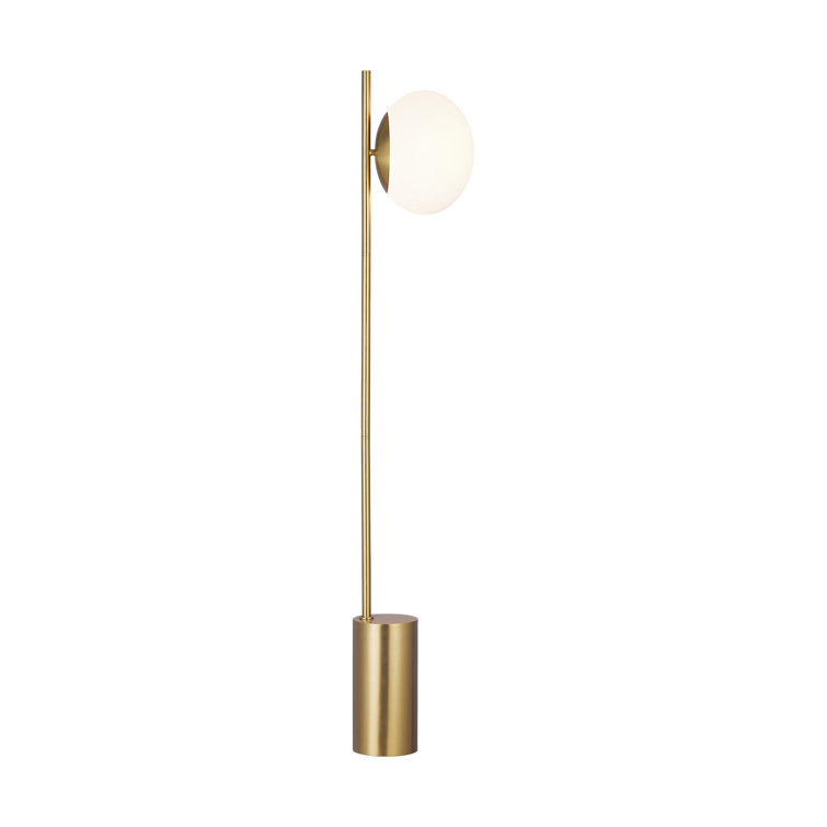 Burnished Brass Floor Lamp with Milk White Glass Shade