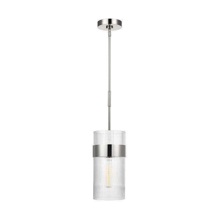 Geneva Polished Nickel Glass Cylinder Pendant Light