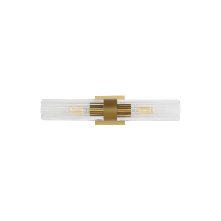 Geneva Burnished Brass 2-Light Sconce with Clear Glass Shade