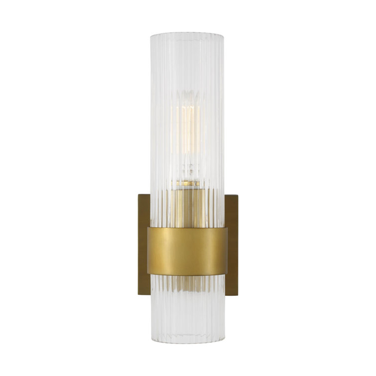 Geneva Burnished Brass and Clear Glass Wall Sconce