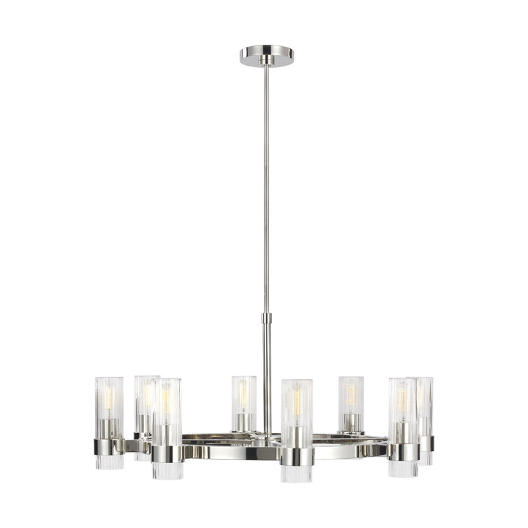 Geneva Polished Nickel 8-Light Chandelier with Clear Glass Shades