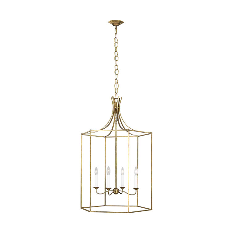 Antique Gild Bronze Drum Lantern Chandelier 27"x17"