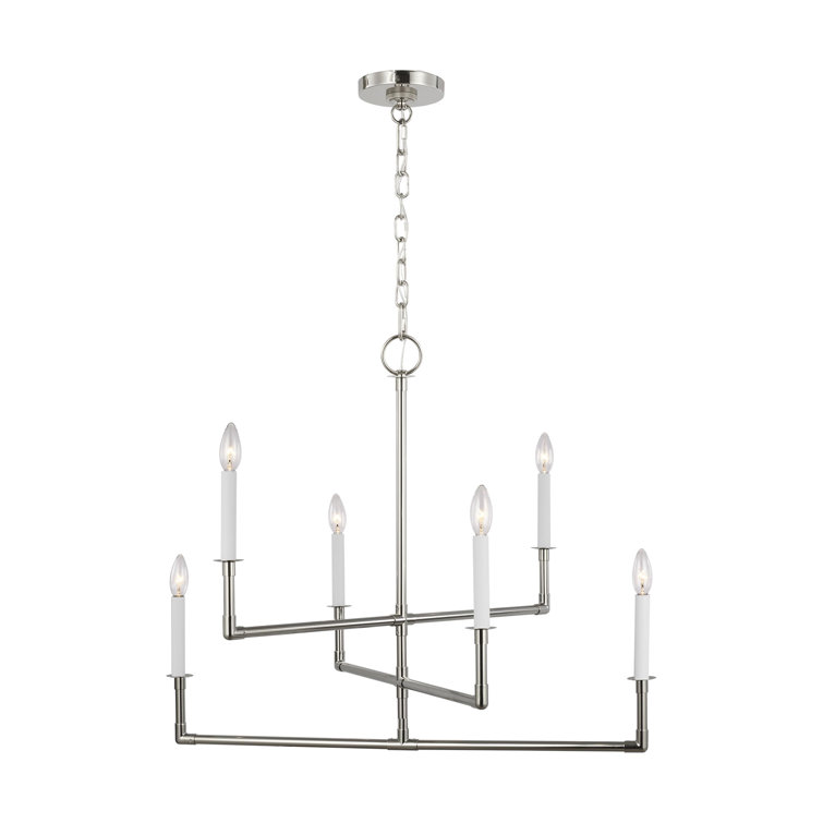 Aged Iron 6-Light Candle Style Chandelier with White Holders