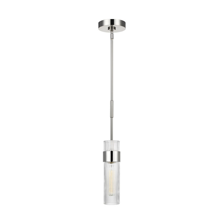 Geneva Polished Nickel Glass Cylinder Pendant Light