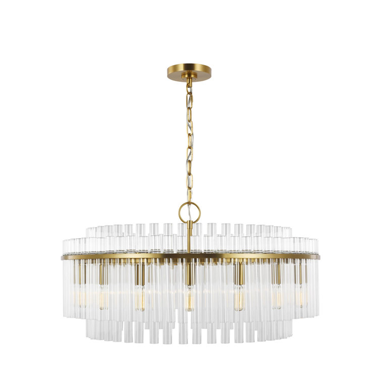 Burnished Brass 16-Light Crystal Drum Chandelier