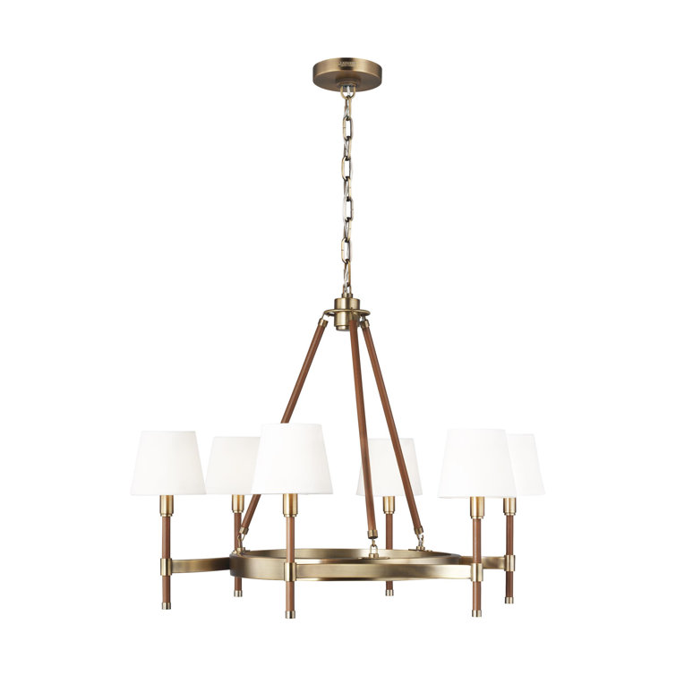 Katie Time Worn Brass 6-Light Cylinder Wagon Wheel Chandelier