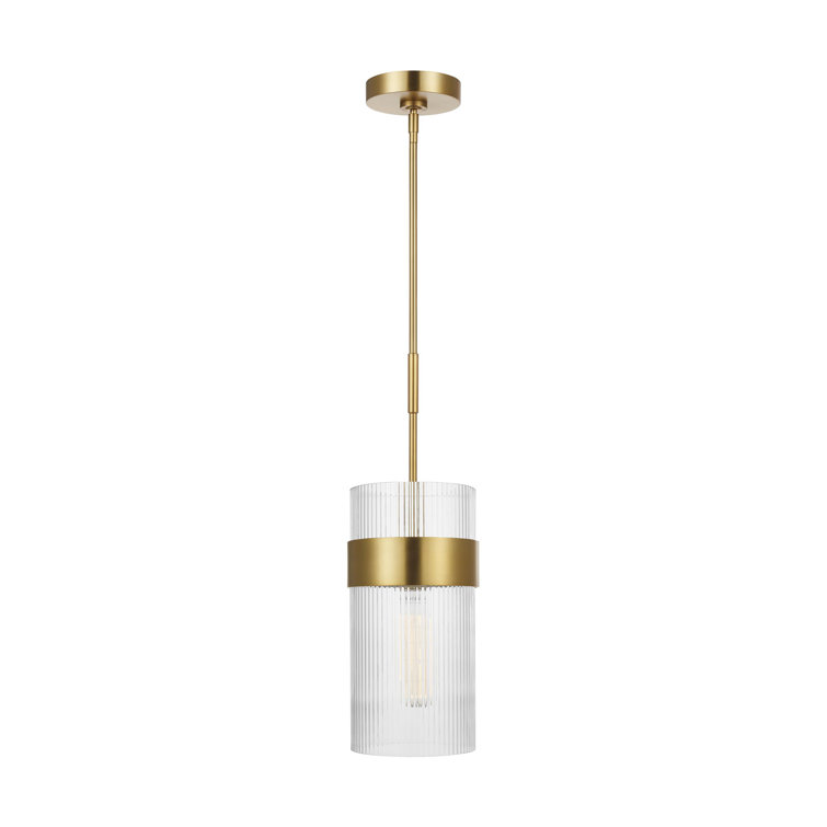 Geneva Burnished Brass 5" Cylinder Pendant Light