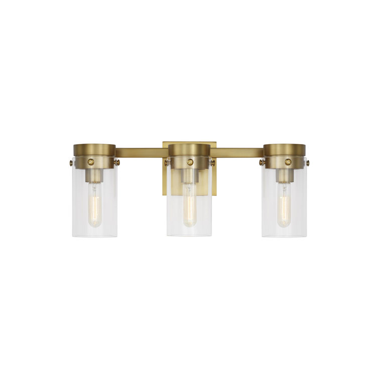 Garrett Burnished Brass 3-Light Industrial Vanity Light