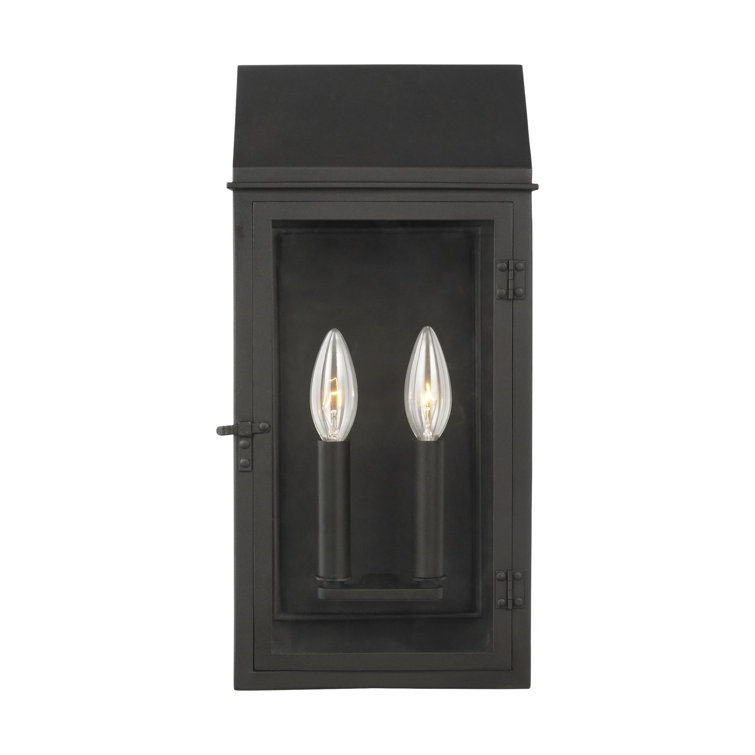 Black Aluminum 2-Light Outdoor Wall Lantern
