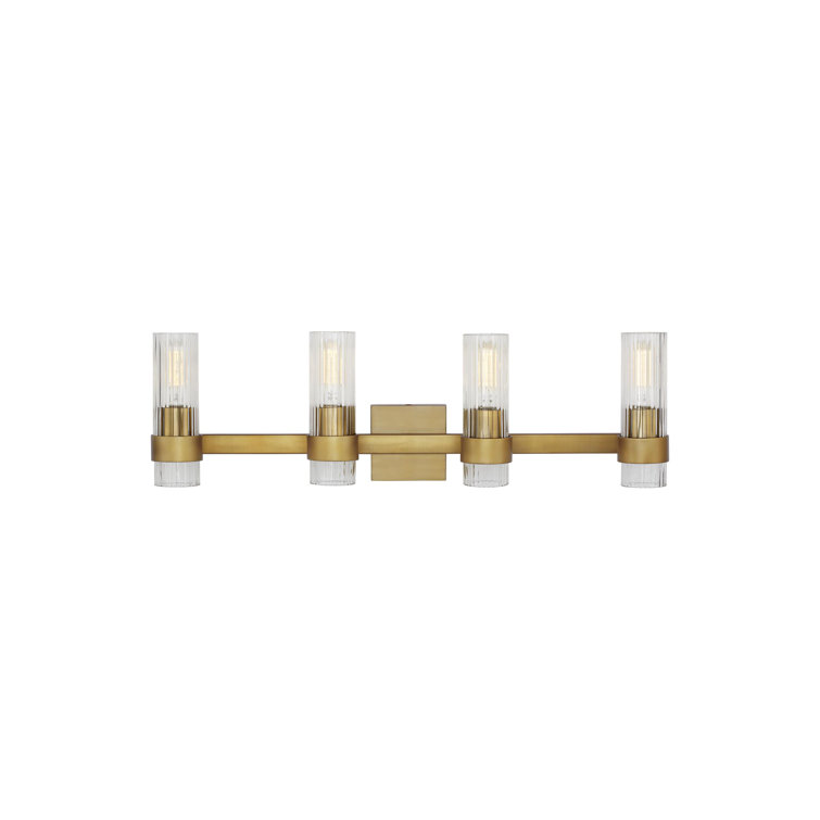 Burnished Brass and Clear Glass 4-Light Vanity Fixture