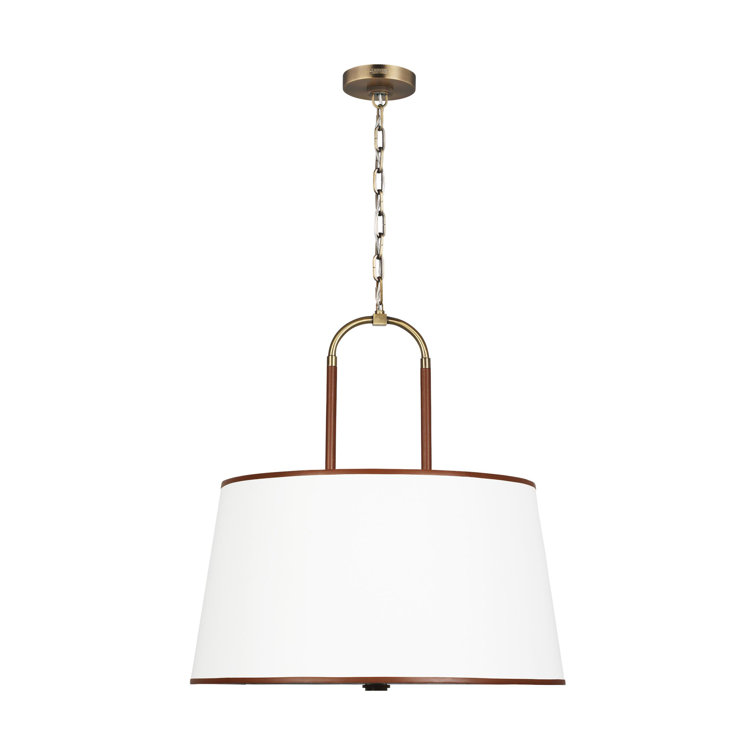 Katie Large Time Worn Brass and White Drum Pendant Light