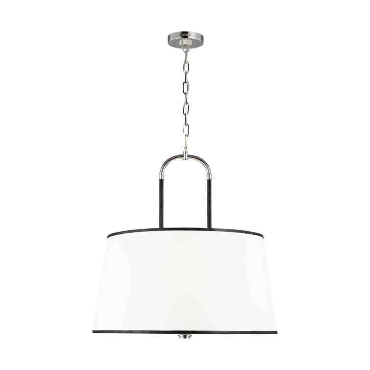 Katie Large Time Worn Brass and White Drum Pendant Light