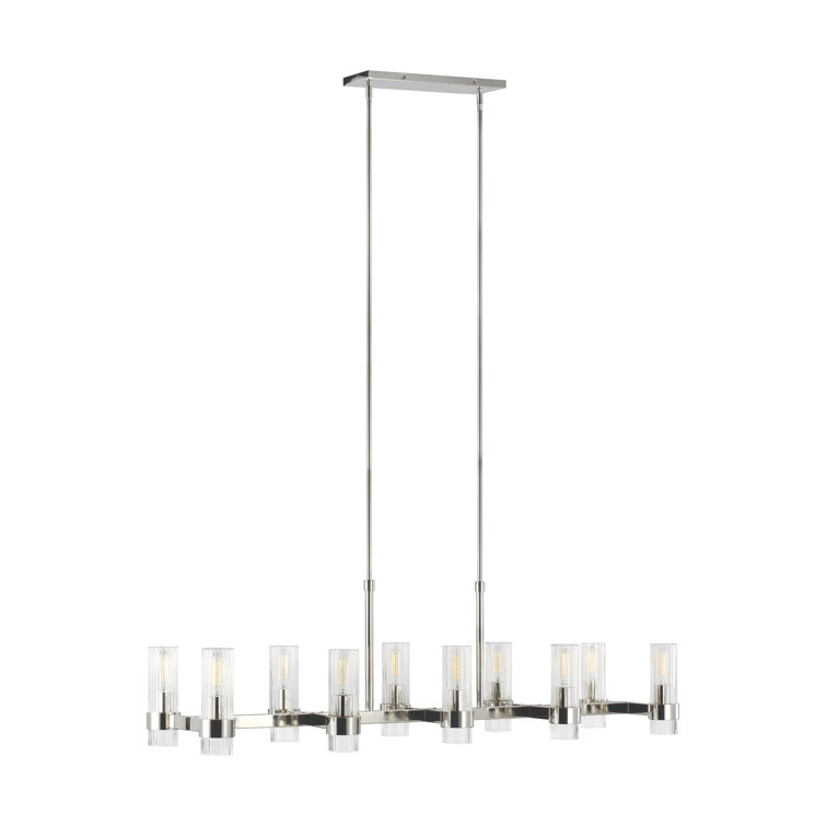 Geneva Polished Nickel 10-Light Linear Kitchen Island Chandelier