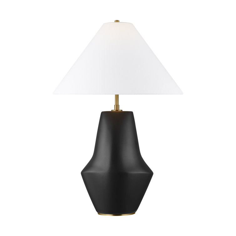 Black Ceramic Table Lamp with White Shade