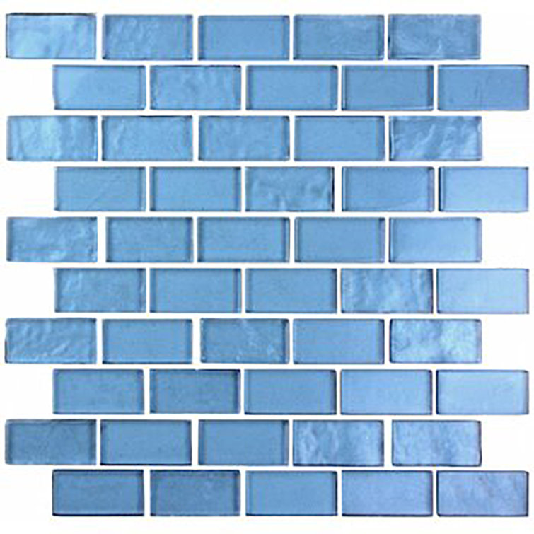 Landscape Danube Blue Glossy Glass Mosaic Tile