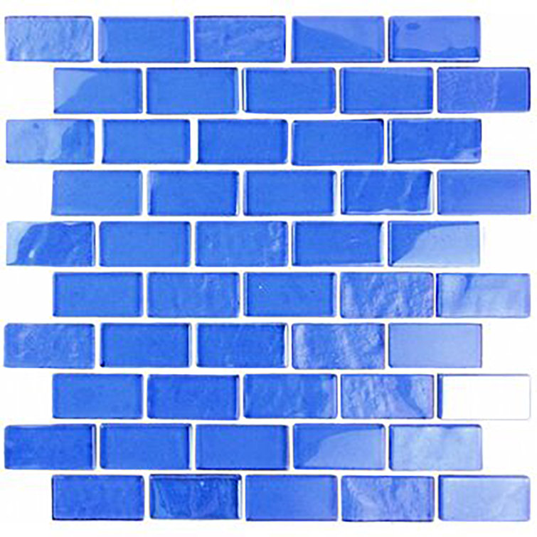 Mediterranean Blue Glossy Glass Mosaic Wall Tile