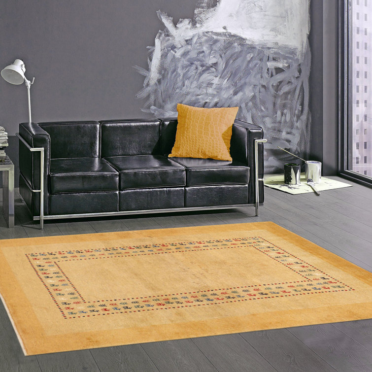 Gold Hand-Knotted Wool Area Rug 3'6" x 5'5"