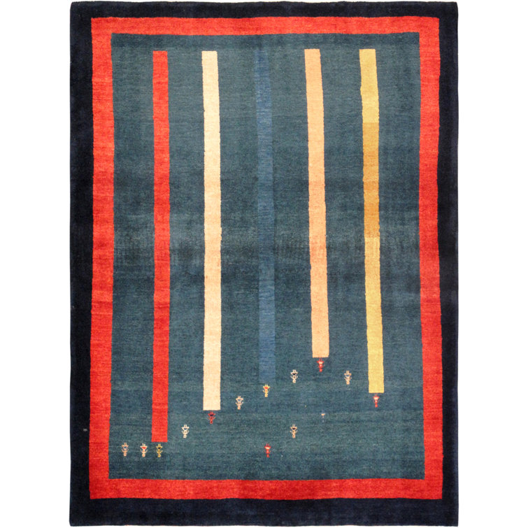 Elegant Tribal Essence Hand-Knotted Wool Area Rug 3'6" X 4'8" Blue