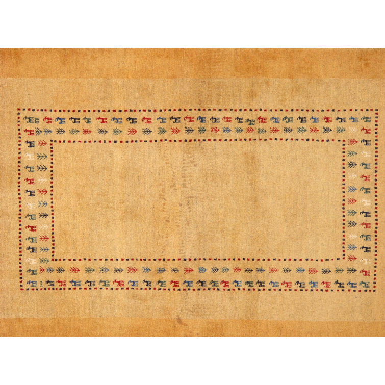 Gold Hand-Knotted Wool Area Rug 3'6" x 5'5"