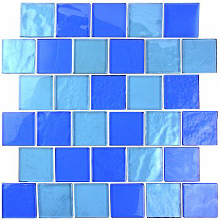 Landscape Blue Glossy Glass Mosaic Tile for Pools and Kitchens