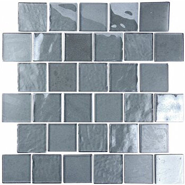 Landscape 12'' x 12'' Glossy Gray Glass Mosaic Tile