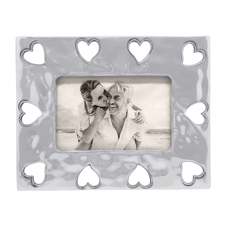 Silver Embossed Heart Border Metal Picture Frame