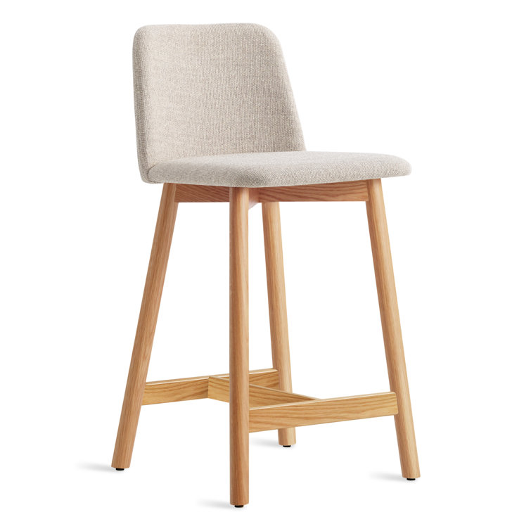 Slate Genuine Leather Counter Stool with Walnut Frame