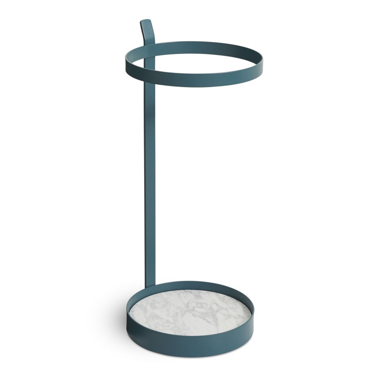 Marine Blue Metal and Marble Umbrella Stand