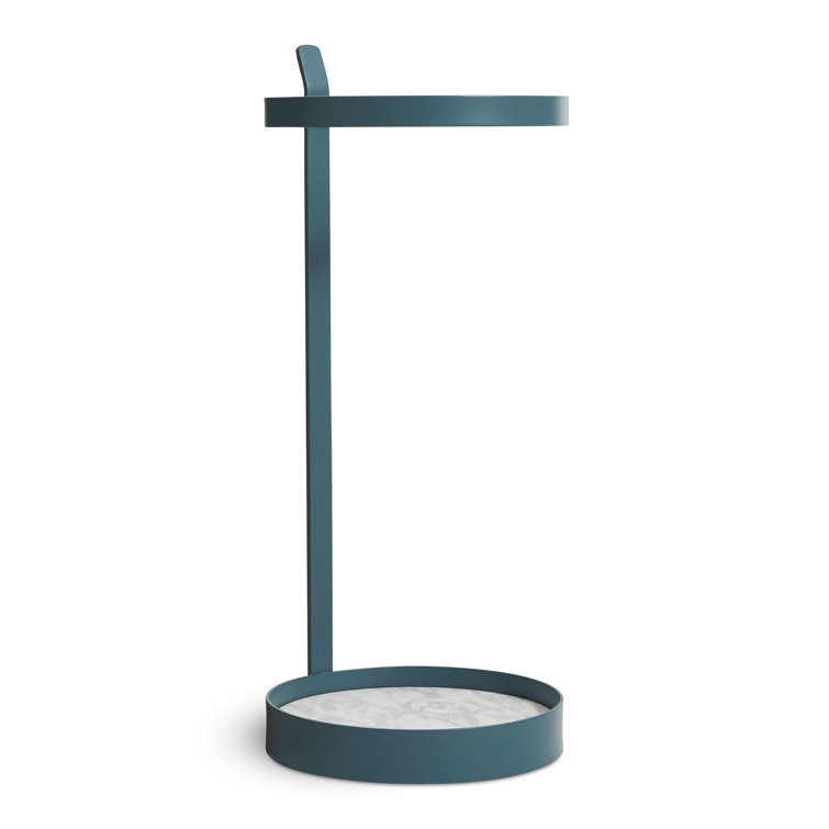 Marine Blue Metal and Marble Umbrella Stand