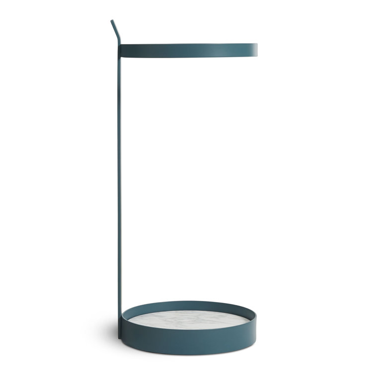 Marine Blue Metal and Marble Umbrella Stand