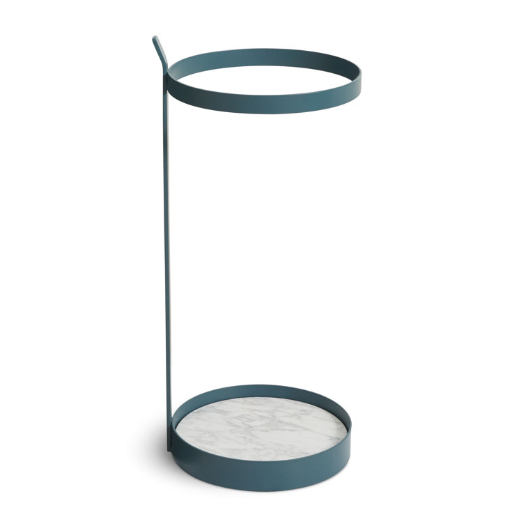 Marine Blue Metal and Marble Umbrella Stand