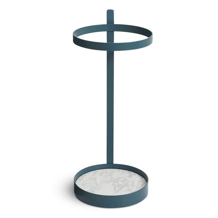 Marine Blue Metal and Marble Umbrella Stand