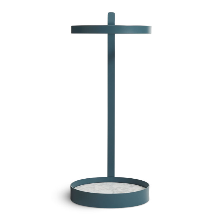 Marine Blue Metal and Marble Umbrella Stand