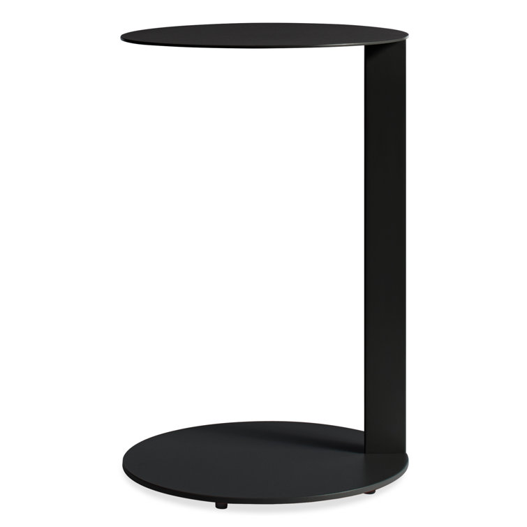 Black Round Metal Cantilevered Side Table