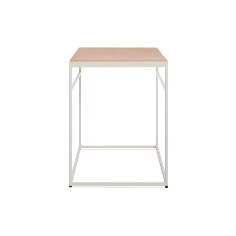 White Steel and Leather Minimalist Accent Stool