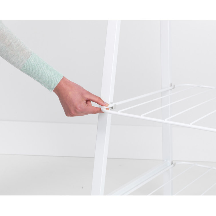Small White Wood and Wire Garment Rack with Adjustable Shelves