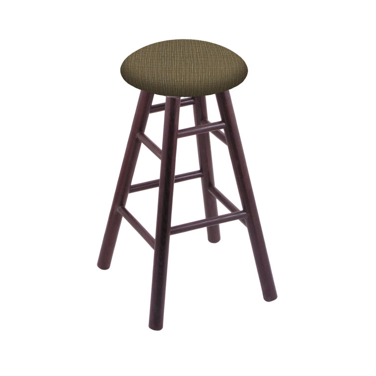 Natural Oak Swivel Counter Stool with Brown Fabric Seat