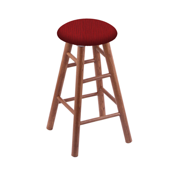 Swivel Medium Oak Backless Bar Stool with Axis Denim Seat